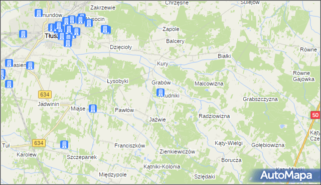 mapa Rudniki gmina Tłuszcz, Rudniki gmina Tłuszcz na mapie Targeo