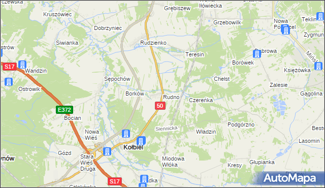 mapa Rudno gmina Kołbiel, Rudno gmina Kołbiel na mapie Targeo