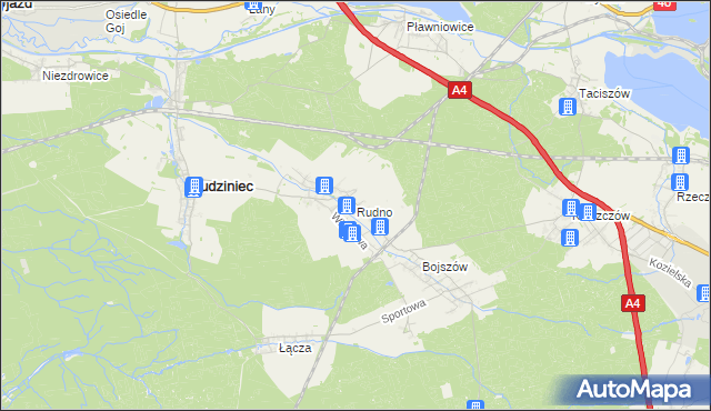 mapa Rudno gmina Rudziniec, Rudno gmina Rudziniec na mapie Targeo