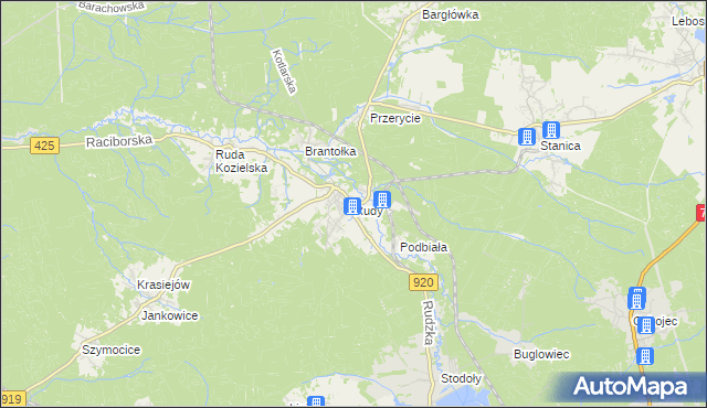 mapa Rudy gmina Kuźnia Raciborska, Rudy gmina Kuźnia Raciborska na mapie Targeo