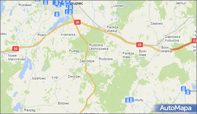 mapa Rudziska gmina Biskupiec, Rudziska gmina Biskupiec na mapie Targeo