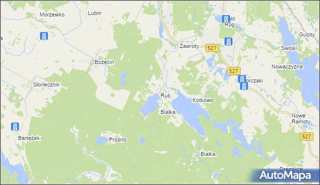 mapa Ruś gmina Morąg, Ruś gmina Morąg na mapie Targeo