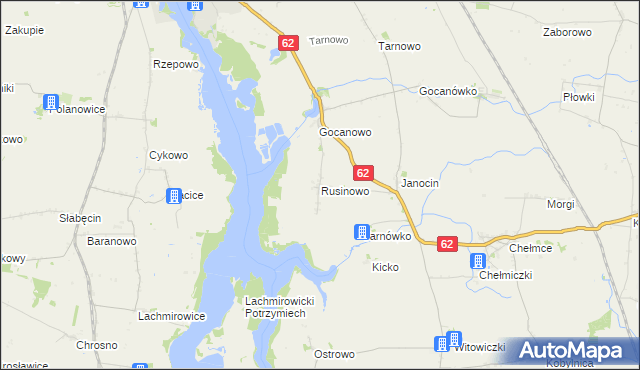 mapa Rusinowo gmina Kruszwica, Rusinowo gmina Kruszwica na mapie Targeo