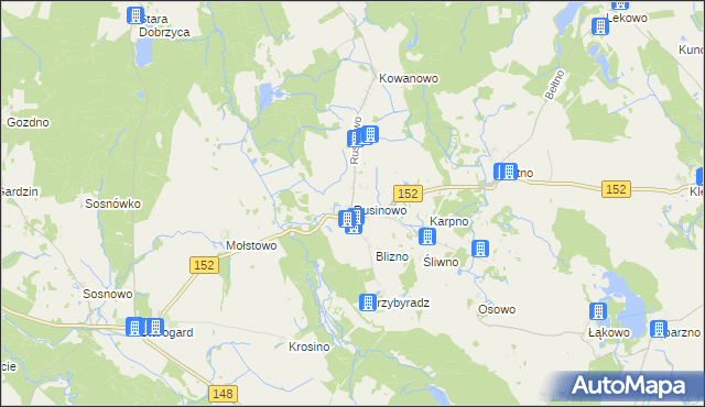 mapa Rusinowo gmina Świdwin, Rusinowo gmina Świdwin na mapie Targeo