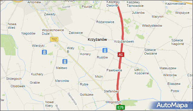 mapa Rustów, Rustów na mapie Targeo