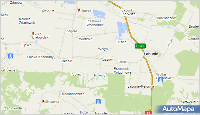 mapa Ruszów gmina Łabunie, Ruszów gmina Łabunie na mapie Targeo