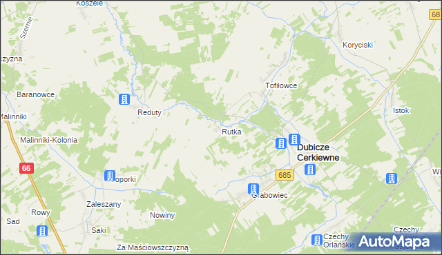 mapa Rutka gmina Dubicze Cerkiewne, Rutka gmina Dubicze Cerkiewne na mapie Targeo