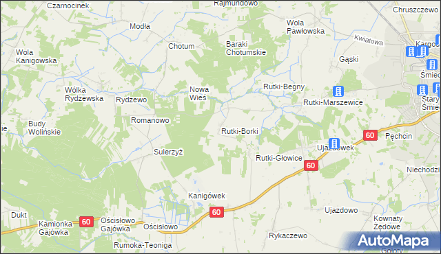 mapa Rutki-Borki, Rutki-Borki na mapie Targeo