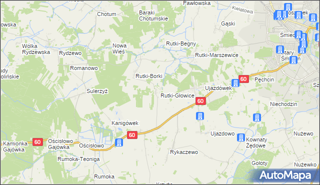 mapa Rutki-Głowice, Rutki-Głowice na mapie Targeo