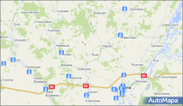 mapa Rutki gmina Wizna, Rutki gmina Wizna na mapie Targeo