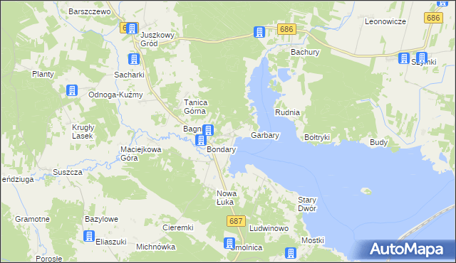 mapa Rybaki gmina Michałowo, Rybaki gmina Michałowo na mapie Targeo
