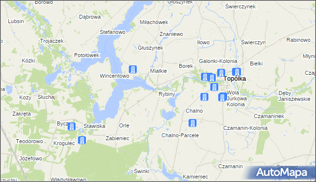 mapa Rybiny, Rybiny na mapie Targeo