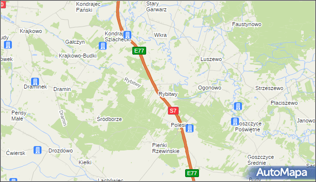 mapa Rybitwy gmina Baboszewo, Rybitwy gmina Baboszewo na mapie Targeo
