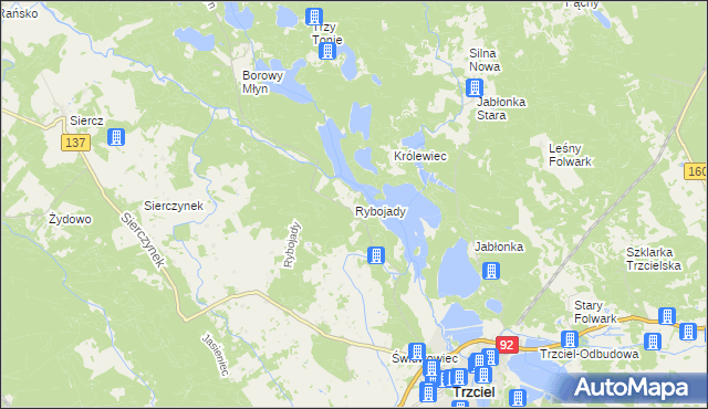 mapa Rybojady, Rybojady na mapie Targeo