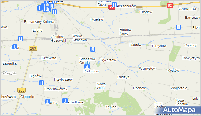 mapa Rycerzew, Rycerzew na mapie Targeo