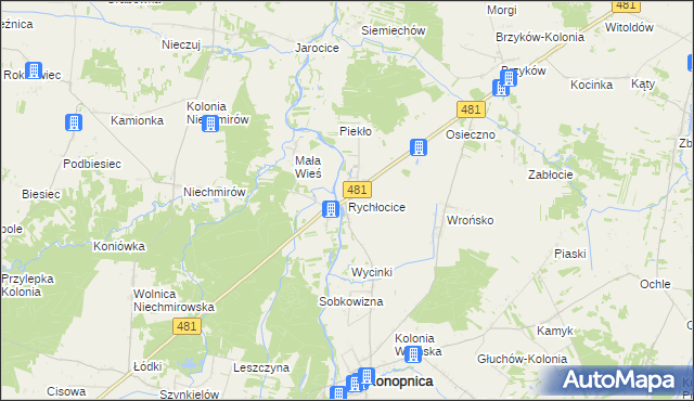 mapa Rychłocice, Rychłocice na mapie Targeo