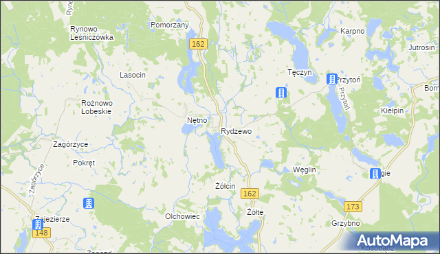 mapa Rydzewo gmina Drawsko Pomorskie, Rydzewo gmina Drawsko Pomorskie na mapie Targeo