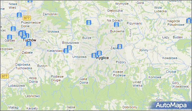 mapa Ryglice, Ryglice na mapie Targeo