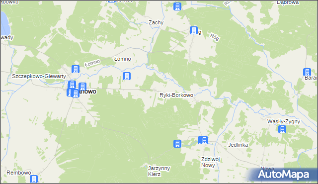 mapa Ryki-Borkowo, Ryki-Borkowo na mapie Targeo