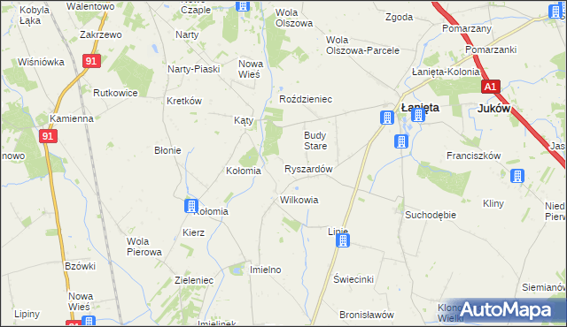 mapa Ryszardów, Ryszardów na mapie Targeo