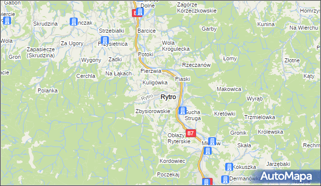 mapa Rytro, Rytro na mapie Targeo