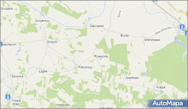 mapa Rywociny gmina Działdowo, Rywociny gmina Działdowo na mapie Targeo