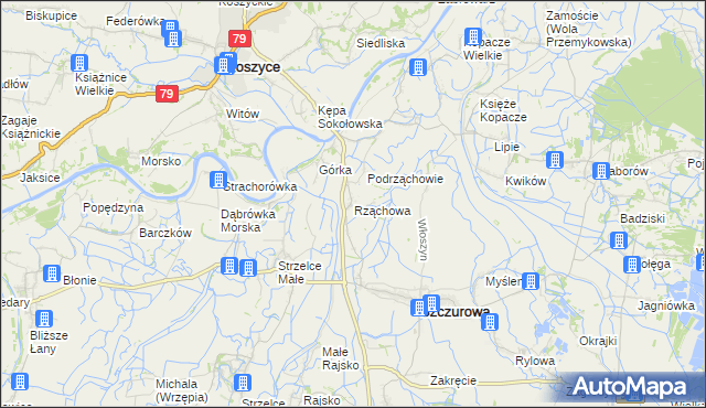 mapa Rząchowa, Rząchowa na mapie Targeo