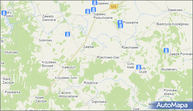 mapa Rzechowo-Gać, Rzechowo-Gać na mapie Targeo