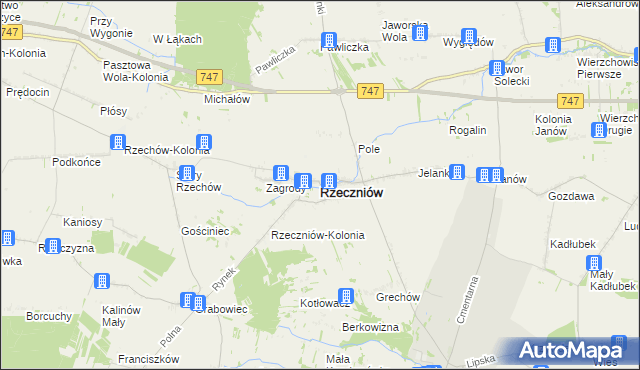 mapa Rzeczniów, Rzeczniów na mapie Targeo