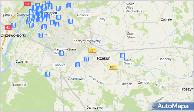 mapa Rzekuń, Rzekuń na mapie Targeo
