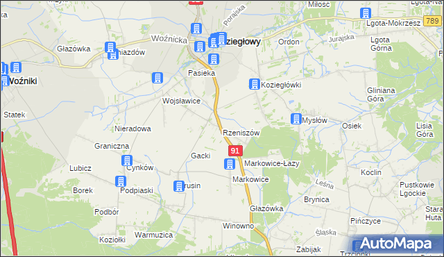mapa Rzeniszów, Rzeniszów na mapie Targeo