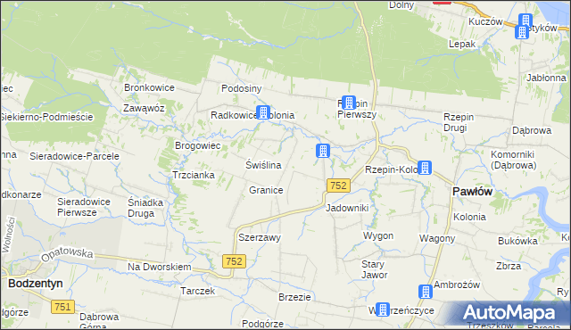 mapa Rzepinek gmina Pawłów, Rzepinek gmina Pawłów na mapie Targeo