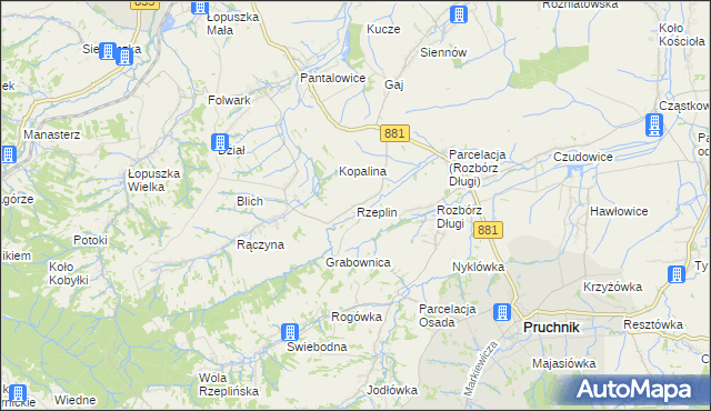 mapa Rzeplin gmina Pruchnik, Rzeplin gmina Pruchnik na mapie Targeo