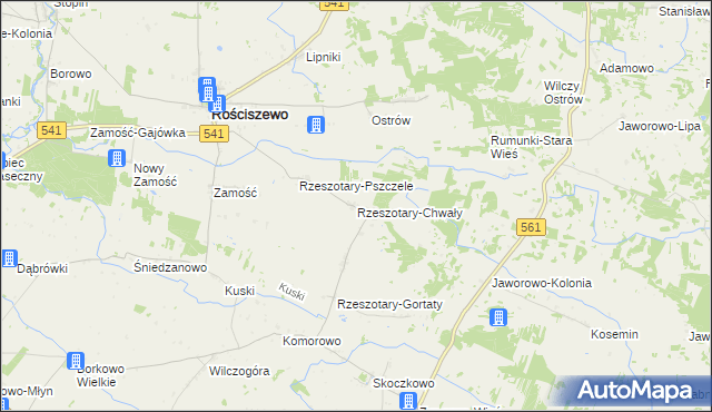 mapa Rzeszotary-Chwały, Rzeszotary-Chwały na mapie Targeo