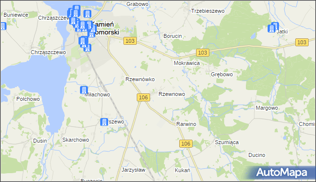 mapa Rzewnowo, Rzewnowo na mapie Targeo