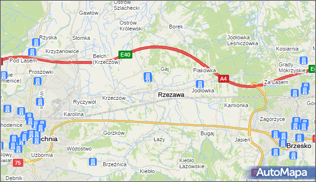 mapa Rzezawa, Rzezawa na mapie Targeo