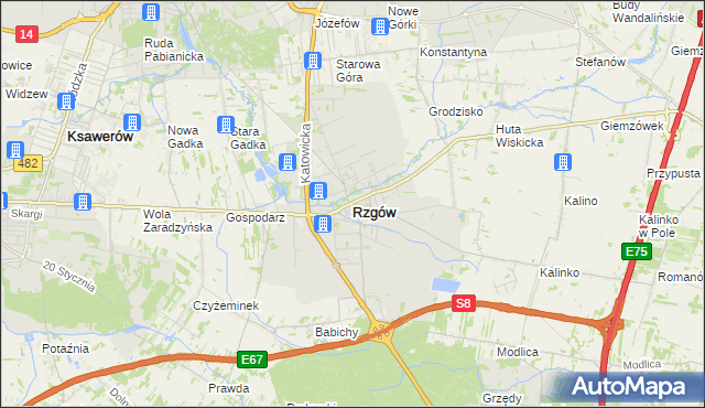 mapa Rzgów powiat łódzki wschodni, Rzgów powiat łódzki wschodni na mapie Targeo