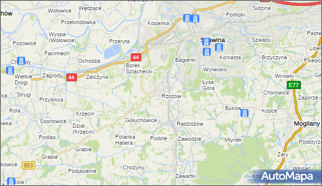 mapa Rzozów, Rzozów na mapie Targeo