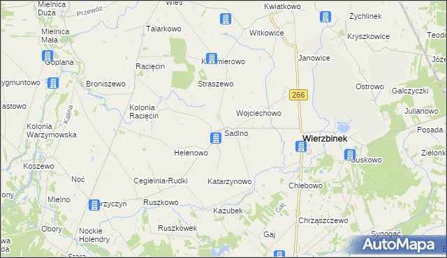 mapa Sadlno gmina Wierzbinek, Sadlno gmina Wierzbinek na mapie Targeo