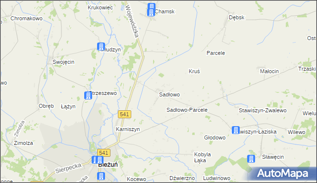 mapa Sadłowo gmina Bieżuń, Sadłowo gmina Bieżuń na mapie Targeo