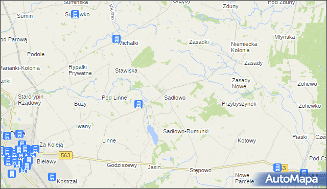 mapa Sadłowo gmina Rypin, Sadłowo gmina Rypin na mapie Targeo