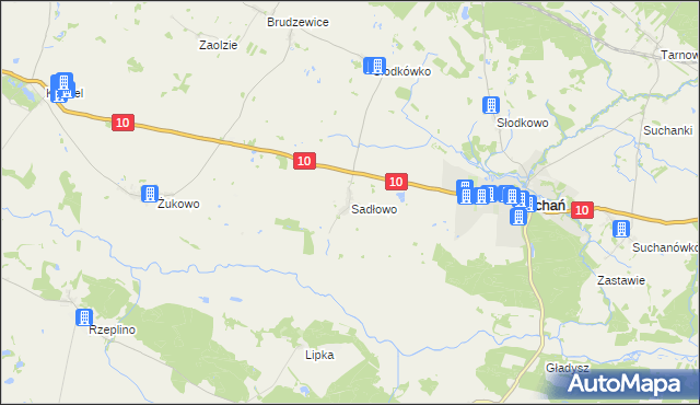 mapa Sadłowo gmina Suchań, Sadłowo gmina Suchań na mapie Targeo