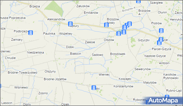 mapa Sadowo gmina Iłów, Sadowo gmina Iłów na mapie Targeo