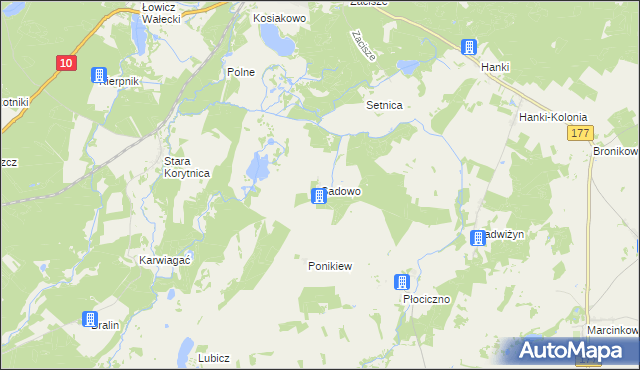 mapa Sadowo gmina Mirosławiec, Sadowo gmina Mirosławiec na mapie Targeo