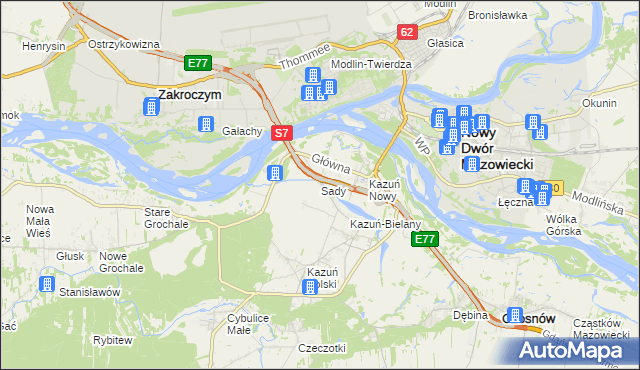 mapa Sady gmina Czosnów, Sady gmina Czosnów na mapie Targeo