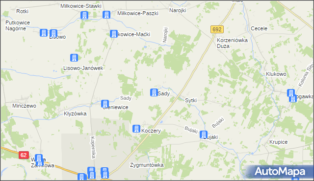 mapa Sady gmina Drohiczyn, Sady gmina Drohiczyn na mapie Targeo