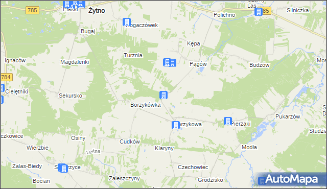 mapa Sady gmina Żytno, Sady gmina Żytno na mapie Targeo
