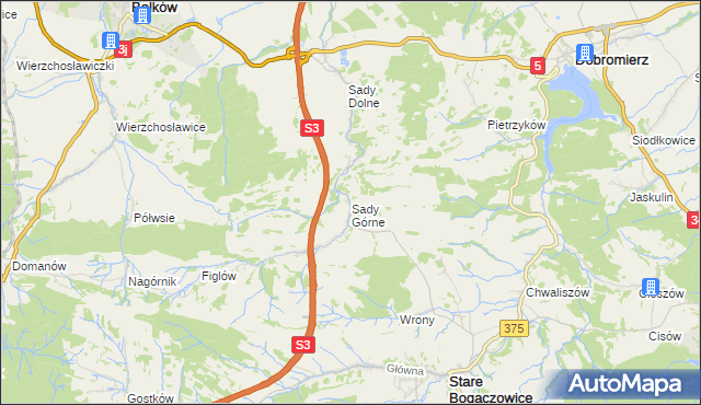 mapa Sady Górne, Sady Górne na mapie Targeo