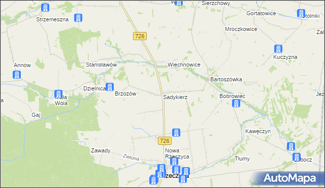 mapa Sadykierz gmina Rzeczyca, Sadykierz gmina Rzeczyca na mapie Targeo
