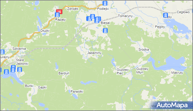 mapa Salminek, Salminek na mapie Targeo